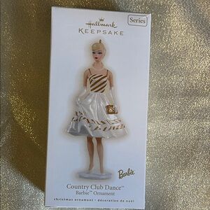 Hallmark Keepsake Barbie Ornament - White and Gold Stripes
